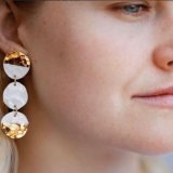 Hammered Dangling Round Earrings in White