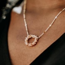 Wrapped Circle Pendant in Champagne
